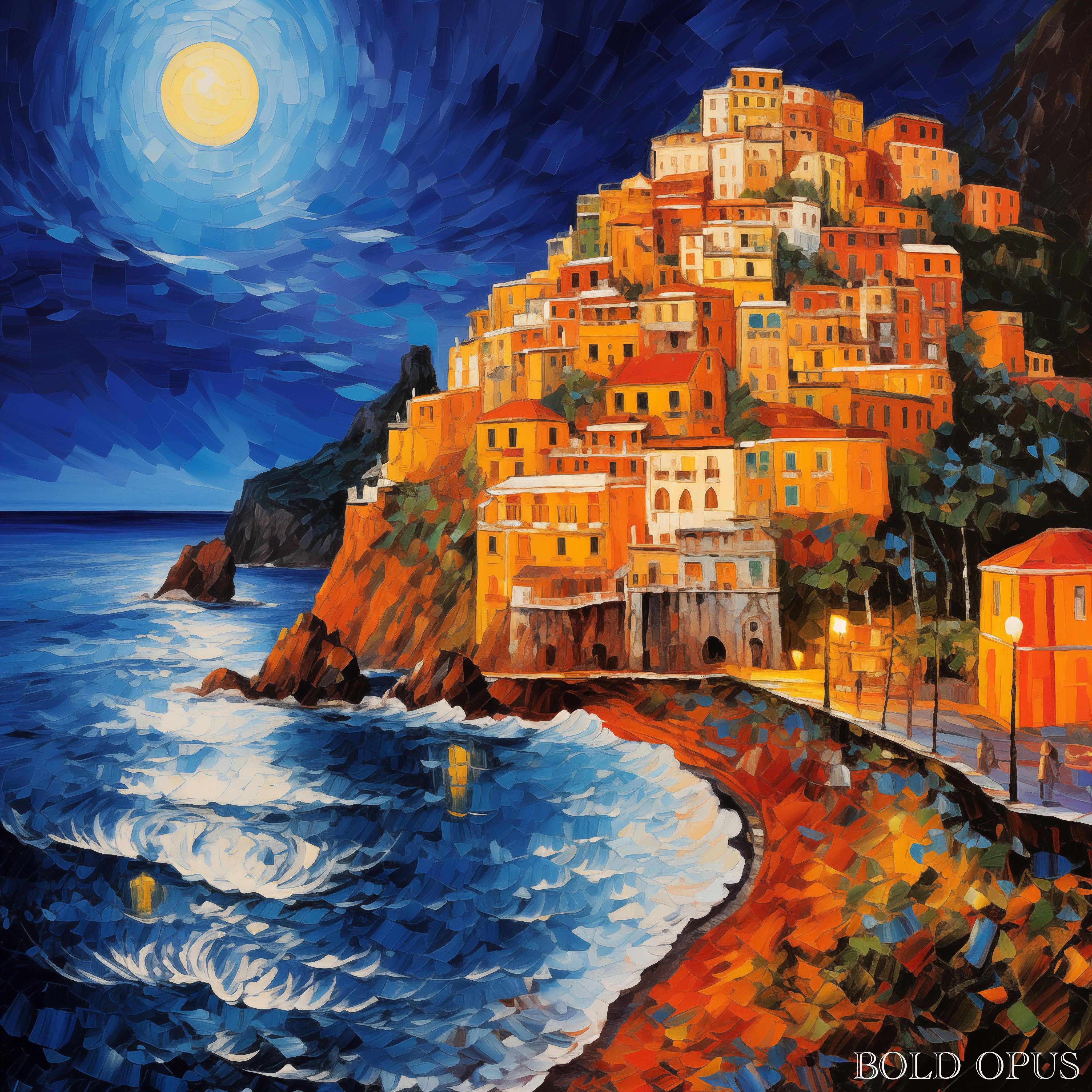 Positano Coast: Van Gogh’s Interpretation